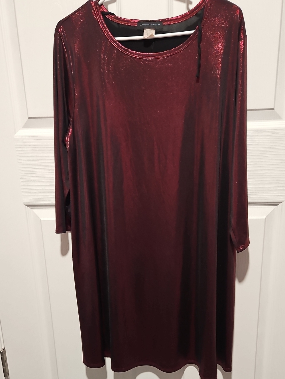 American City Wear Metallic Red and Black Evening Dress